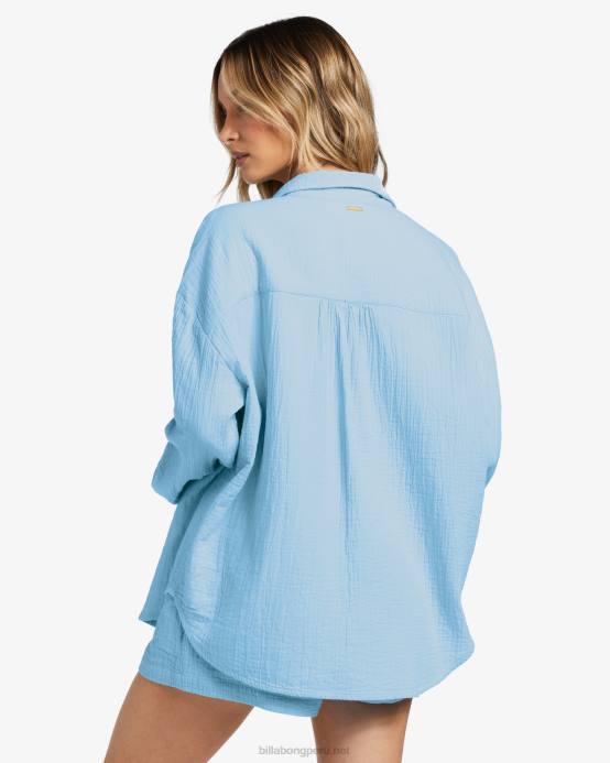 mujer cielo de verano Billabong justo en la camisa de manga larga 04LD1754