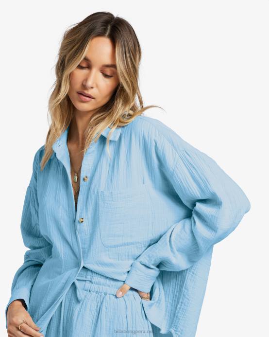 mujer cielo de verano Billabong justo en la camisa de manga larga 04LD1754