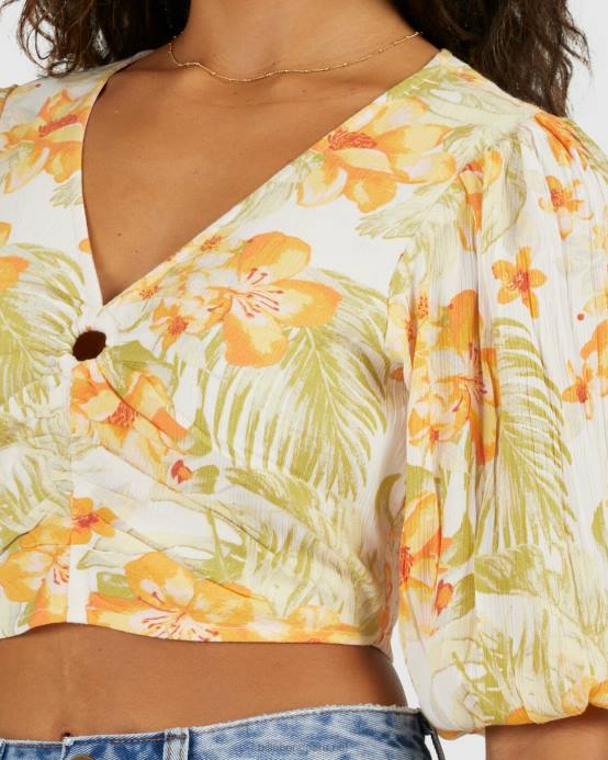 mujer cristal de sal Billabong camisa floral con parte superior utopía 04LD2158