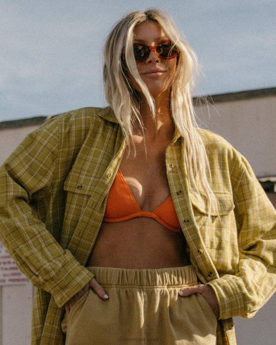 mujer envidia verde Billabong camisa de franela extragrande con botones 04LD2226