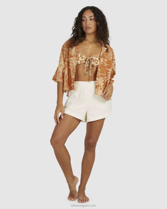 mujer mostaza Billabong camisa de manga corta de días de ensueño 04LD1972