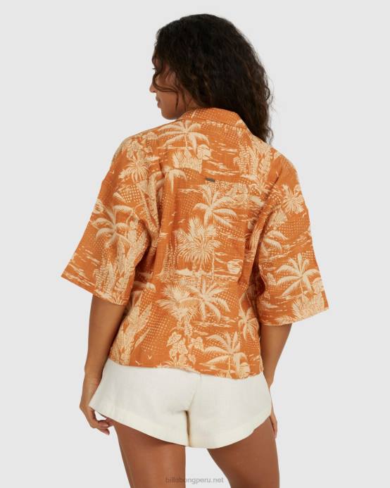 mujer mostaza Billabong camisa de manga corta de días de ensueño 04LD1972