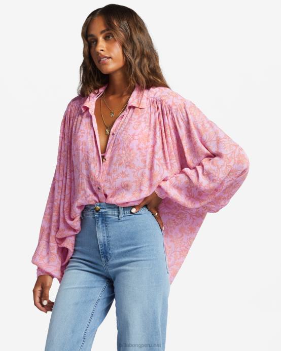 mujer senderos rosas Billabong día tras día camisa de manga larga 04LD1753
