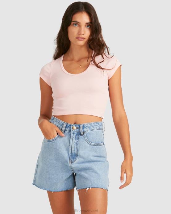 mujer Rosa palido Billabong camiseta bebé uve 04LD2369