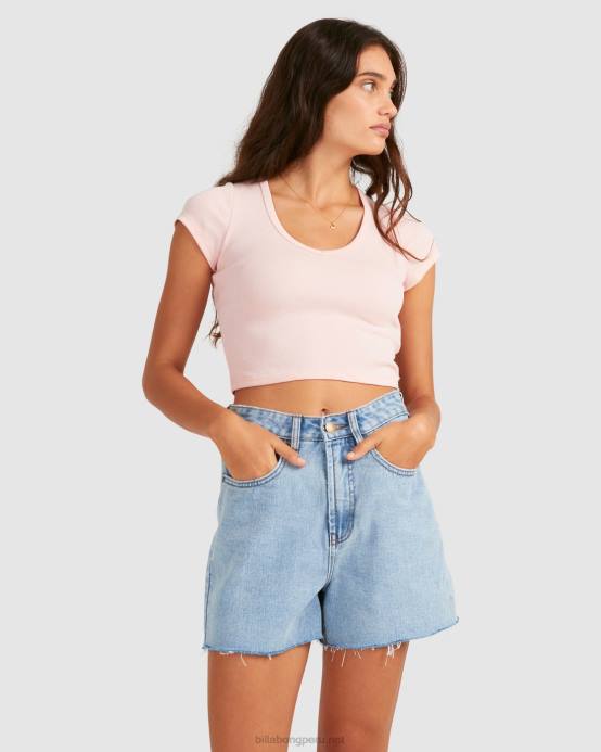 mujer Rosa palido Billabong camiseta bebé uve 04LD2369
