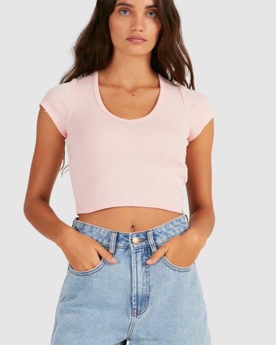 mujer Rosa palido Billabong camiseta bebé uve 04LD2369