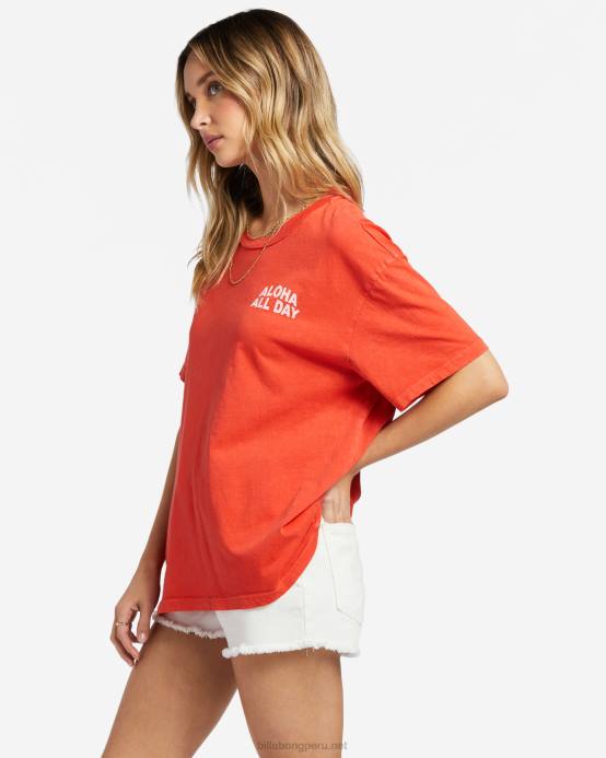 mujer aloha rojo Billabong camiseta oversize aloha todo el día 04LD1897