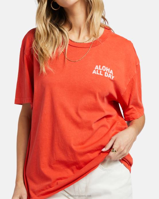 mujer aloha rojo Billabong camiseta oversize aloha todo el día 04LD1897