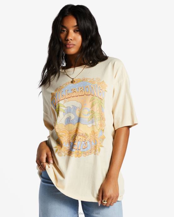mujer blanco antiguo Billabong en las nubes camiseta 04LD2038