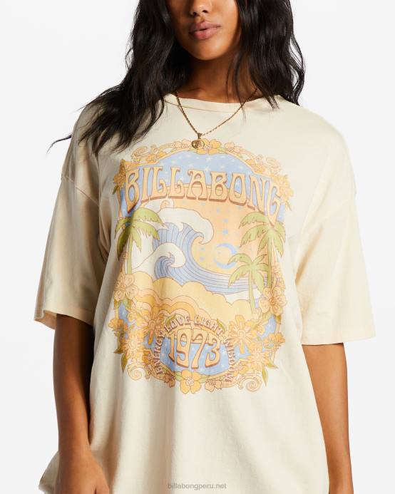 mujer blanco antiguo Billabong en las nubes camiseta 04LD2038