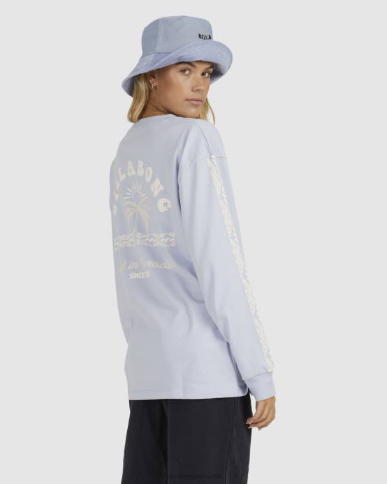 mujer nube azul Billabong perdido en 73 camiseta extragrande de manga larga 04LD1974