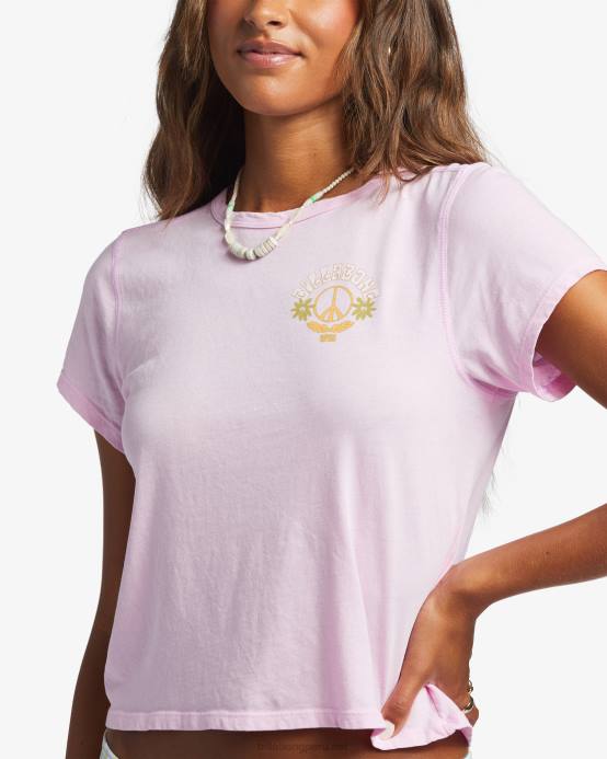 mujer senderos de color rosa claro Billabong camiseta amor y luz 04LD1917