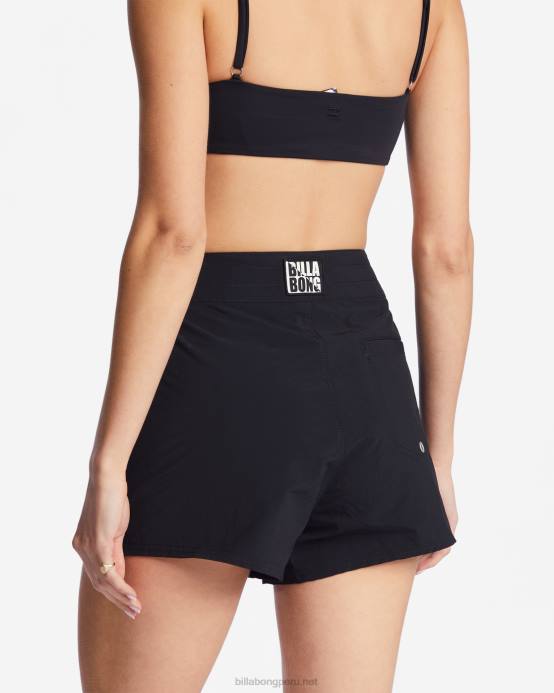 mujer guijarro negro Billabong shorts de playa sol searcher con cintura fija 04LD1669