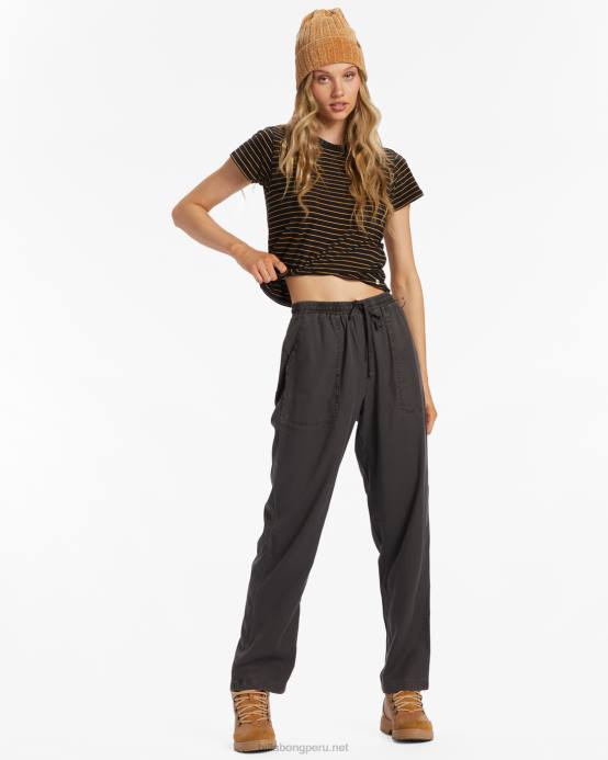 mujer apagado negro Billabong pantalones tejidos de playa 04LD1934