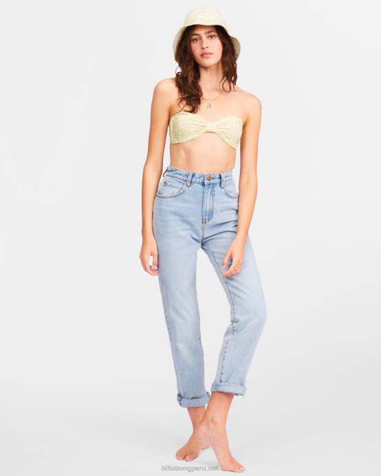 mujer enjuague índigo Billabong lo tengo pantalones de mezclilla de cintura alta 04LD2278