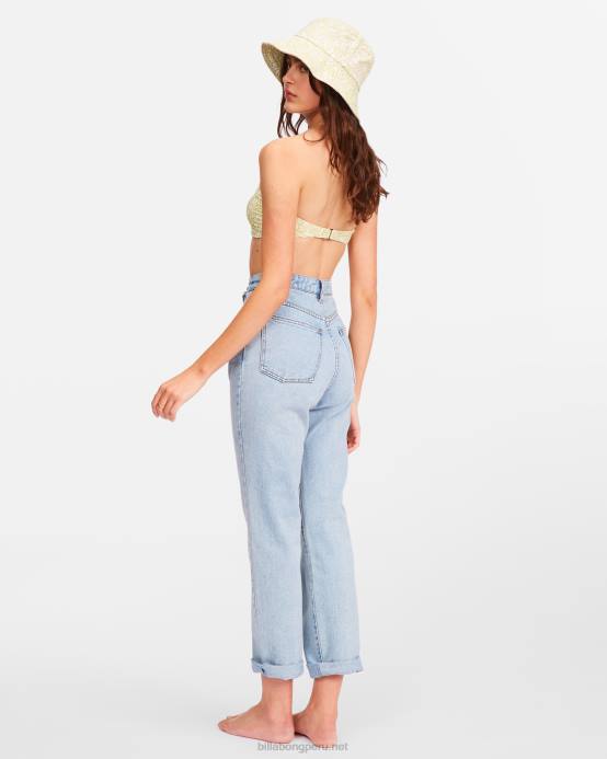 mujer enjuague índigo Billabong lo tengo pantalones de mezclilla de cintura alta 04LD2278
