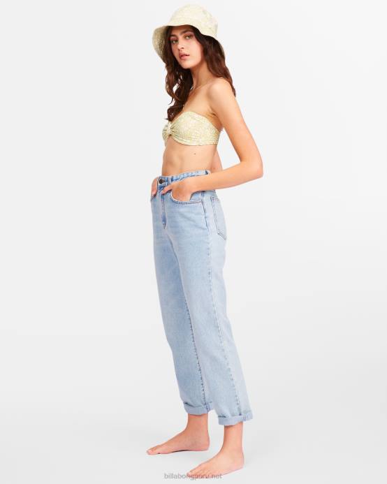 mujer enjuague índigo Billabong lo tengo pantalones de mezclilla de cintura alta 04LD2278