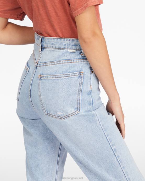 mujer enjuague índigo Billabong lo tengo pantalones de mezclilla de cintura alta 04LD2278