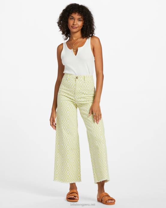 mujer lima claro Billabong pantalones anchos con estampado de caída libre 04LD1799