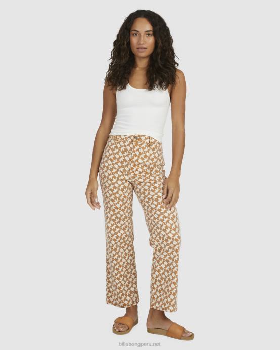 mujer marrón Billabong pantalones capri con reloj de sol 04LD1996