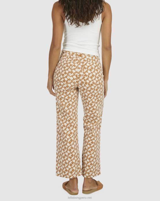 mujer marrón Billabong pantalones capri con reloj de sol 04LD1996