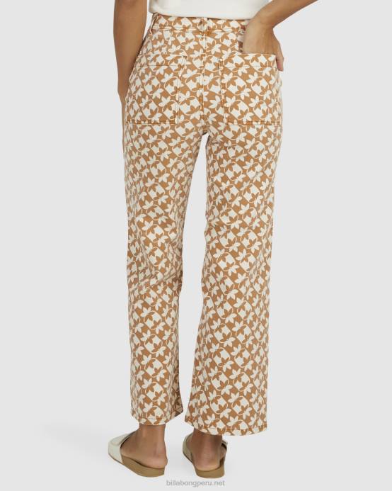 mujer marrón Billabong pantalones capri con reloj de sol 04LD1996