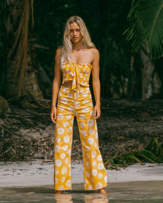 mujer piel de naranja Billabong pantalones anchos con estampado de caída libre 04LD1781