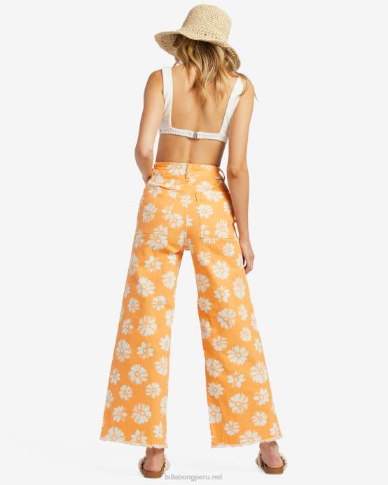 mujer piel de naranja Billabong pantalones anchos con estampado de caída libre 04LD1781