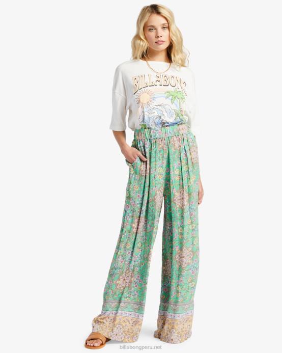 mujer verde Billabong pantalones anchos la mer 04LD1900