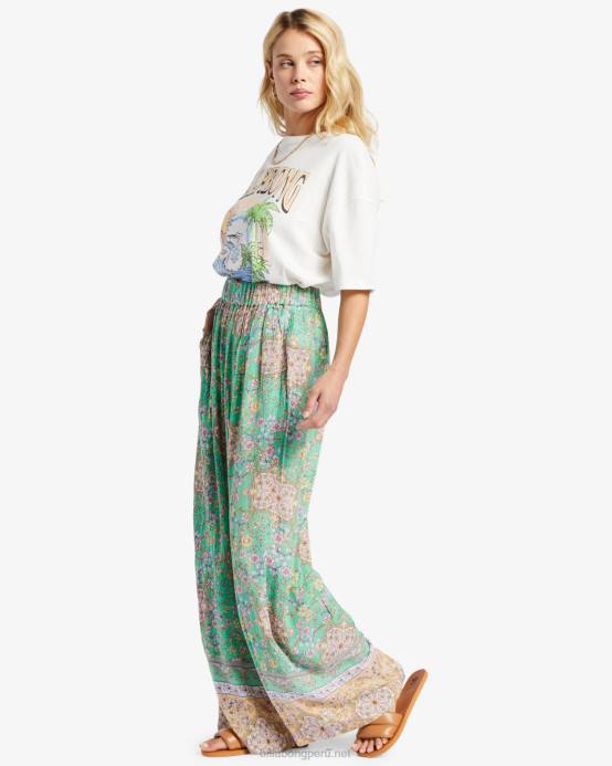 mujer verde Billabong pantalones anchos la mer 04LD1900