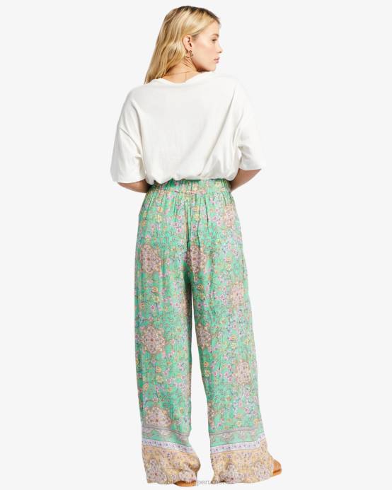 mujer verde Billabong pantalones anchos la mer 04LD1900