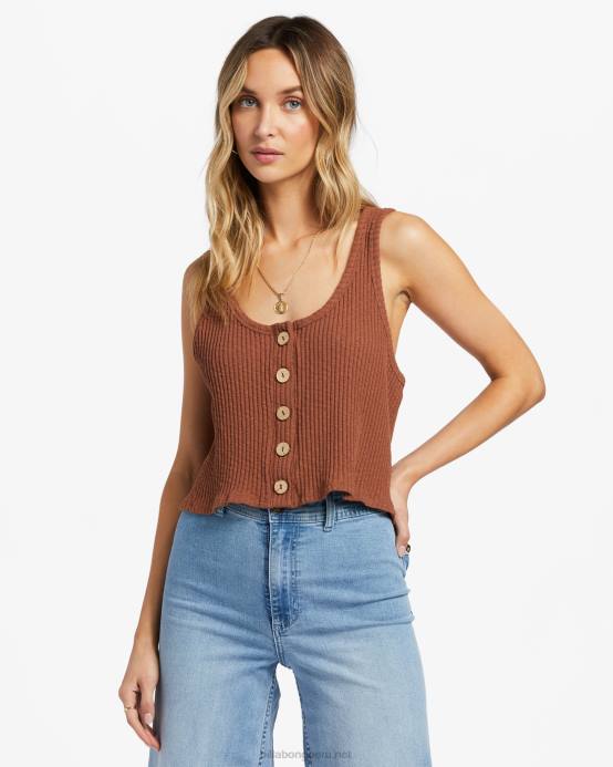 mujer coco tostado Billabong sigue adelante camiseta sin mangas 04LD1916