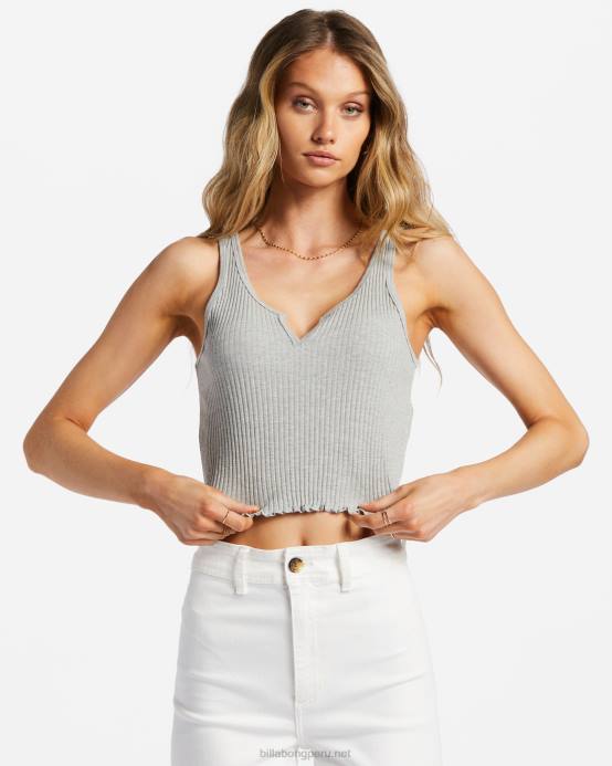mujer gris deportivo Billabong camiseta sin mangas de canalé 04LD2101