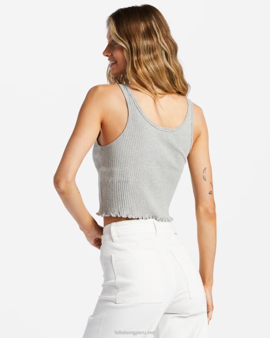 mujer gris deportivo Billabong camiseta sin mangas de canalé 04LD2101