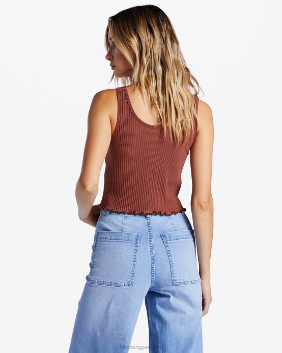 mujer moca Billabong camiseta sin mangas de canalé 04LD2025