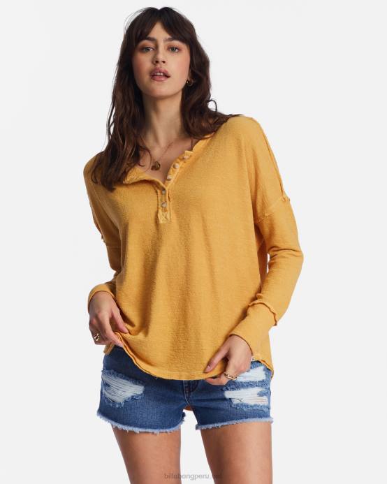 mujer Costa Dorada Billabong nuevo top henley anyday 04LD2200