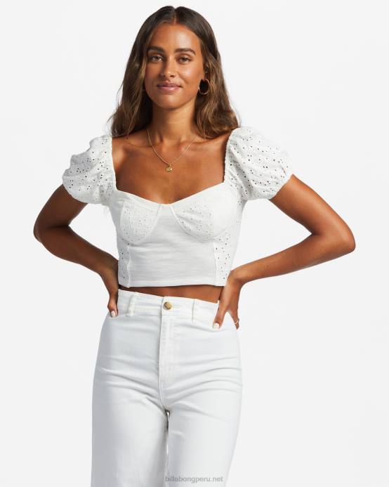 mujer cristal de sal Billabong último beso top con mangas abullonadas 04LD1796