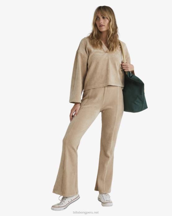 mujer pluma gris Billabong buen día top de salón de pana 04LD1871