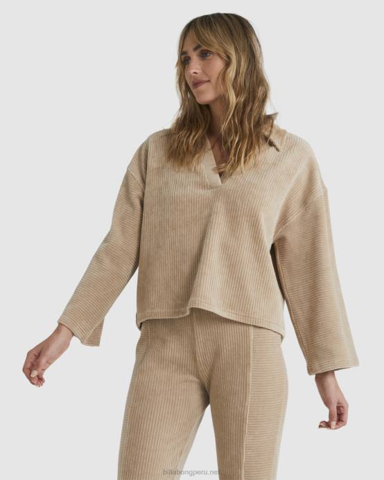 mujer pluma gris Billabong buen día top de salón de pana 04LD1871