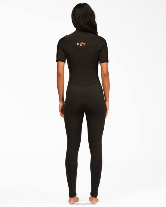 mujer teñido anudado negro Billabong Traje de neopreno completo de manga corta con cremallera central 2/2 Synergy 04LD2597