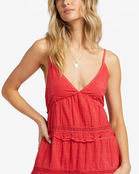 mujer aloha rojo Billabong vestido babydoll flotante 04LD1771