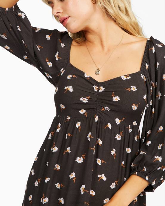mujer apagado negro Billabong vestido midi barrido 04LD2359