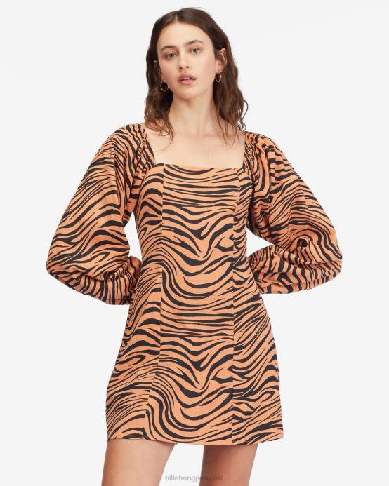 mujer arcilla del desierto Billabong mini vestido de manga larga sintiéndose coqueto 04LD2240