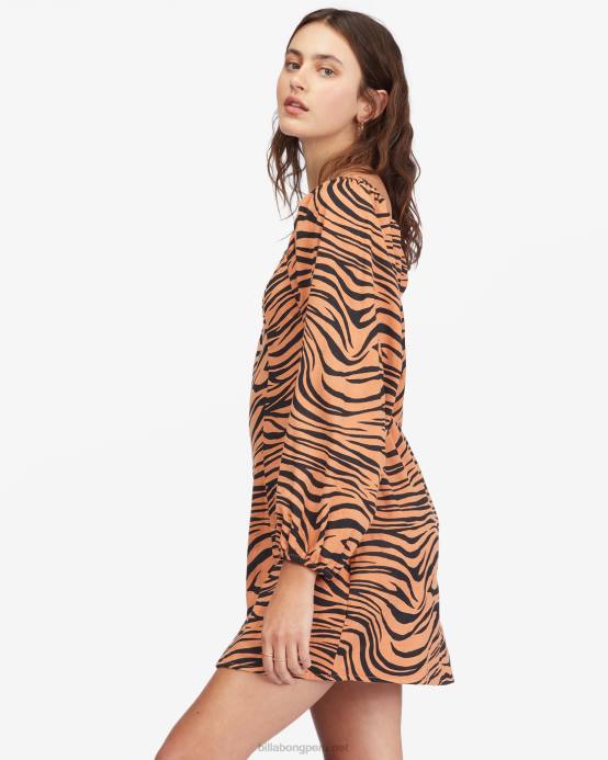 mujer arcilla del desierto Billabong mini vestido de manga larga sintiéndose coqueto 04LD2240