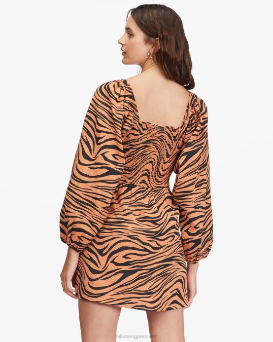 mujer arcilla del desierto Billabong mini vestido de manga larga sintiéndose coqueto 04LD2240