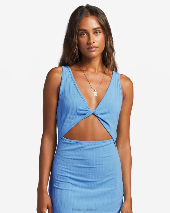 mujer aturdimiento azul Billabong echar un vistazo vestido de punto de canalé 04LD1906