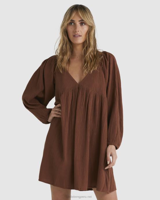 mujer chocolate negro Billabong mini vestido luna 04LD1792