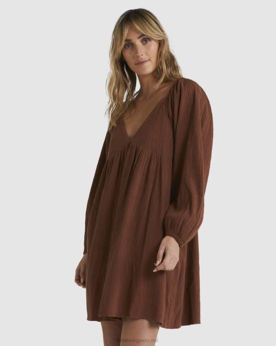mujer chocolate negro Billabong mini vestido luna 04LD1792