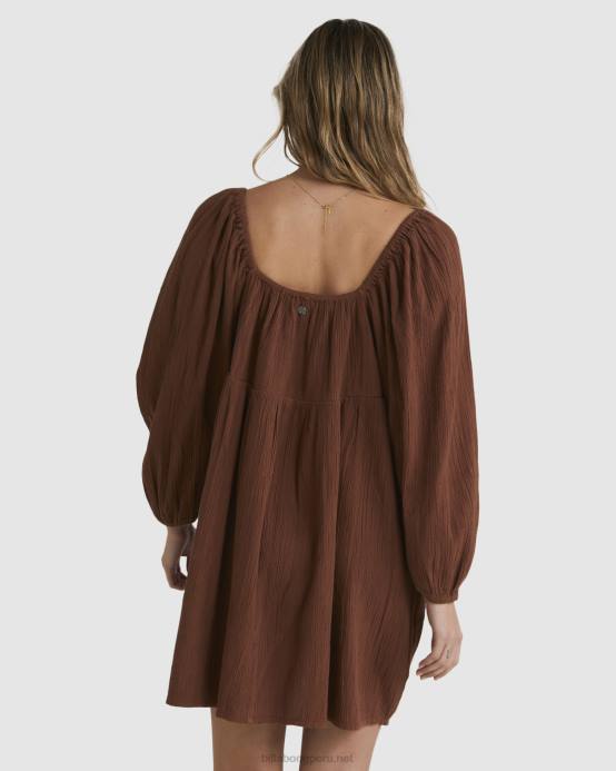 mujer chocolate negro Billabong mini vestido luna 04LD1792