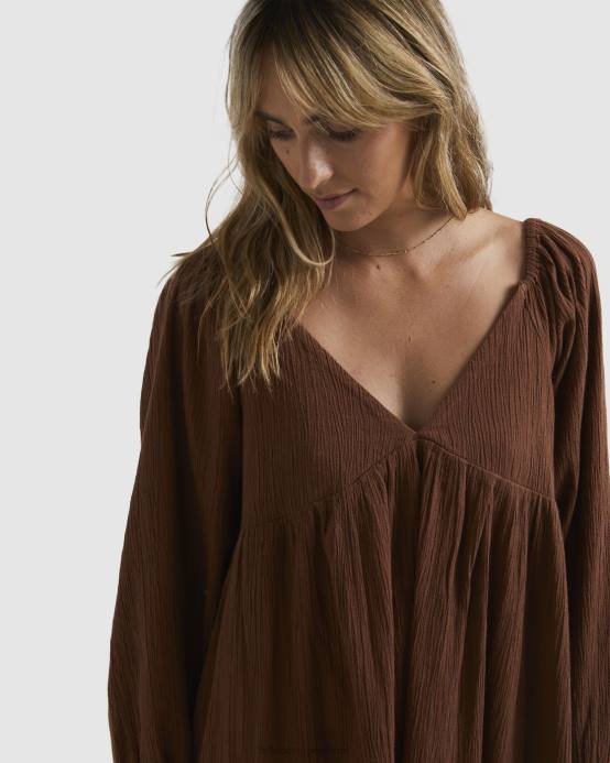 mujer chocolate negro Billabong mini vestido luna 04LD1792